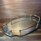 Vintage Oval Vanity Mirror Glass Gold Tray Dresser Cosmetic Perfume Holder 15x9