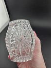 Vintage Cut Glass Trinket Box W  Lid Starburst Vanity Jewelry Powder Dish   