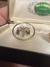 Vintage Anson Mother Of Pearl Rn Cufflinks Gold Tone Medical Caduceus Jewel Box