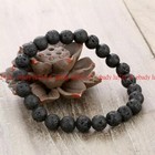 6 8 10mm Natural Black Lava Rock Stone Round Beads Stretch Bracelet 7 5  