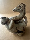 Hand Sculpted Clay Pottery Chinese Dragon Candle Incense Holder Signed Vtg