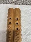 Vintage Balkan Hand-carved Wooden Double Barrel Flute Five Holes  Very Very Rare