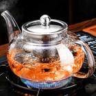 Glass Teapot 20 Oz Borosilicate Stainless Steel Inf Loose Leaf Tea Maker Camping