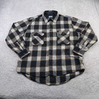 Fieldmaster Shirt Mens Xl Black Tan Plaid Wool Blend Flannel Button Up Vintage