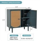 Sideboard Buffet Storage Cabinet With Rattan Doors Accent Cabinet Blue