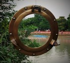 Antique Brass Finish Port Hole Window Maritime Nautical Ship Port Mirror Gift