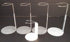 Lot Of 4 Kaiser Silver Metal Vertical Adjustable Doll Display Stands W base   1