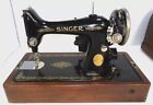 Antique Singer Electric Portable Sewing Machine With Wood Case With Crank Mint