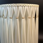 Vtg Pinch Pleat Drum Lamp Shade Hollywood Regency 13 x17  Cream White Gold Mcm