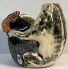 Antique 19th Century Sumida Gawa Toad   Frog Vase Japanese Pottery