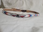 Vntg Native American Inspired Beaded Leather Belt 34 1 2  Long