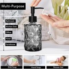 12 Oz Black Clear Diamond Glass Soap Dispenser With Plastic Pump  Small Liquid