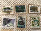 Lot Of 11 Vintage Japanese Postage Stamps Used Flowers Birds Landmark Buildings