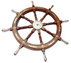 Vintage 36  Wooden Ship Wheel   Brass Center Helm     Nautical Pirate Home D  cor