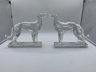 Vtg Martinsville Viking Glass Borzoi Wolfhound Dog Figures Bookends Set Of 2