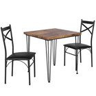 29 In  L Brown 3-piece Dining Set Modern Dining Table Set Metal And Wood Square 