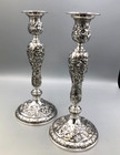 Baltimore Rose By Schofield Pair Of Antique Sterling Silver Candlesticks 10 