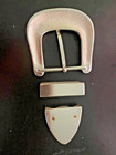  super Nice  Heavy Silver Plate 3 Piece Ranger Style Buckle Set