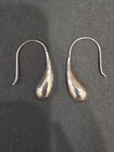 Sterling Silver 925 Elongated Teardrop Drop Dangle Earrings Minimalist Polished