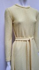 Vintage 1960s Yellow Slubby Knit Dress With Belt - Size X-small - Euc