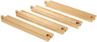 Brio World 33341-4 Piece Long Straight Wooden Train Tracks   Expandable   Compat
