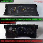 Blue green Glow Gauge White Overlay For 96-99 Chevy Ck Truck Suburban Cluster