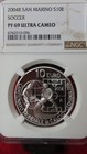 San Marino 2004r Italy Soccer Football Silver 10 Euro Ngc Pf69 World Cup Germany