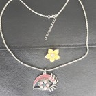 Evil Eye Silver Tone Metal Necklace   Earrings Set Clear Round Rhinestone