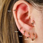 Huggie Hoop Earrings Stainless Steel Colorful Simulated Zirconia Minimal Jewelry