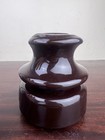 Vintage Brown Glazed Saddle Top Porcelain Insulator Telephone Telegraph 4 1 8 