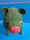 Vintage Green Flocked Pig Candy Container- St Patricks Day Collectible