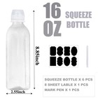6 Pack Condiment Squeeze Bottles For Sauces  17oz Plastic Bottles Container Gift