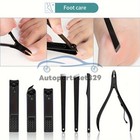 10pcs Black Nail Clippers Kit  With Portable Travel Case For Home And Travel Use