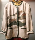 Nana Nanetti Traditional Jacket Linen Vintage With Country House Motif  Lined