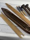 Vintage Lot Wood Bobbins Loom Weaving Shuttles Spool Parts
