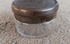 Antique Art Nouveau Sterling Silver And Cut Glass Dresser Jar  Large  h m  