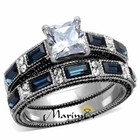 His   Her 3pc Stainless Steel Antique   Brush Metal Wedding Engagement Ring Set