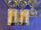 Set Of 6 Vintage  Georges Briard   Gold Stripe Diamond Mcm 4    On The Rocks Glass