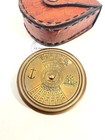 Nautical Brass 100 Year Calendar Pocket Compass With Leather Case
