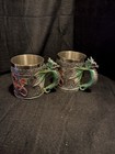 Set Of 2 Fantasy Dragon Goblets Collectible With Metal Interior