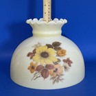 Vintage 10  Fitter Yellow Floral Hurricane Oil Or Electric Glass Dome Lamp Shade