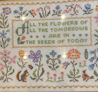 Vtg Hand Crafted Cross Stitch Sampler   Framed  Ready To Hang  Folk Art