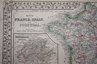France  Spain And Portugal Rare Original Antique 1870 Mitchell s Atlas Map
