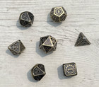 Metal Dice Set - 7 Dice - Gold Gear Theme color - D4 Through D20 - Dnd