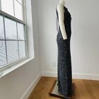 Vintage 90s Y2k Sequin Beaded Evening Gown  Cristall Collection Sz 8 Dress Grey