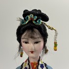 Vintage Japanese Geisha Doll Figurine Hand Painted On Silk Kimono 10 In