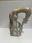 Large Giraffes Hand Carved Soapstone Marble Statue 15 5    Kenya Signed By Mbuva