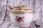 Vintage 1950s Gold Castle Japan Hostess Porcelain 2-cup Mini Teapot With Lid