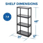 Gracious Living 4 Shelf Fixed Height Light Duty Storage Unit  Black  4 Pack 
