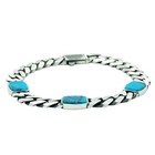 Men s Turquoise Gemstone 925 Sterling Silver 10mm Curb Chain Link Bracelet
